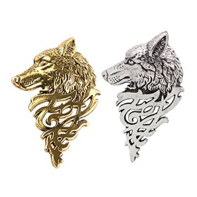 Harilla 2 Vintage Wolf Krawattennadel Brosche Mit Keltischem Design Viking Tribal Badge von Harilla