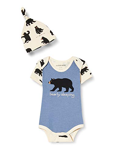 Hatley Baby-Jungen Bodysuit & Cap Kleinkind-Schlafanzge, Bearly Sleeping-Blau, 6-12 Monate von Hatley
