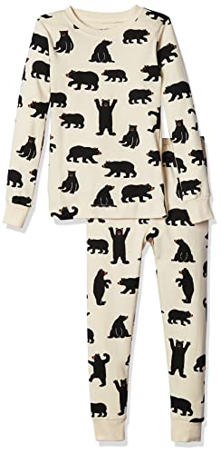 Hatley Unisex Kinder Kids Pj Set (Ovl) - Black Bears On Natural Zweiteiliger Schlafanzug, Damen Jersey Pyjamahose Schwarz Bären auf Natur, 2 Jhare (Herstellergröße: 2) EU von Hatley