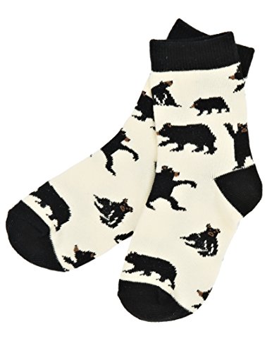 Hatley Jungen Kids Crew Socks, Off-White (Bears On Natural), Small von Hatley
