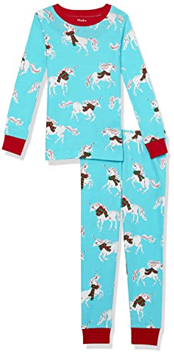 Hatley Mädchen Organic Cotton Long Sleeve Printed Pyjama Set Pyjamaset, Christmas Unicorns, 6 Jahre von Hatley