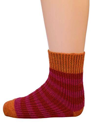 Hirsch Natur, Baby und Kinder Ringelsocken aus 100% Wolle (kbT) (21-22, himbeer/rot/mango) von Hirsch Natur