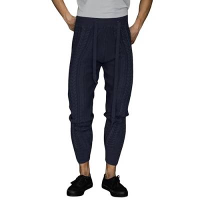 Herren Gestrickte Hosen Sweatpants Herren Strickhose Classic Bequeme Freizeithose Hosen Jogginghose Herren Sporthose Herren Lang Trainingshose Damen Sweathose Stoffhose Mit Kordelzug (1A-Black, XL) von HolAngela