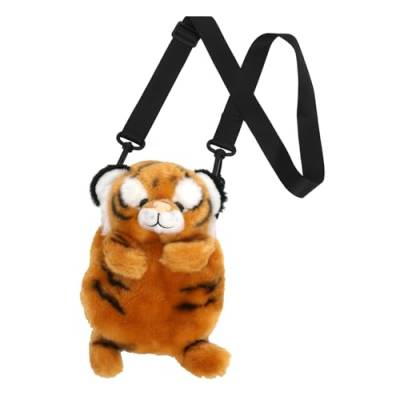 Holibanna Süßer Tierrucksack Tiger-rucksack Weiche Umhängetasche Tiger-umhängetasche Stofftier-umhängetasche Strandtasche Süße Tier-umhängetasche Plüsch Designpaket Zoo Gelber Tiger von Holibanna