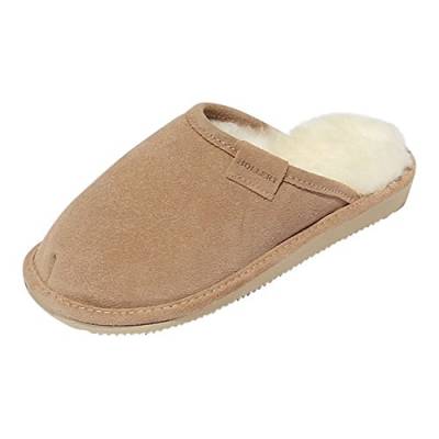 Lammfell Hausschuhe Frau Holle Premium Damen Fellschuhe aus 100% Merino Schaffell Größe EUR 42, Farbe Beige/Weiß von Hollert