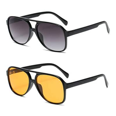 Hperu Retro 70er Sonnenbrille für Frauen Männer klassische große quadratische Rahmen trendige Orangengläser Sonnenbrille von Hperu