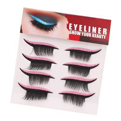 Glitzer-Eyeliner-Wimpern-Aufkleber-Set, Leuchtende Farben, Wimpern-Aufkleber-Set mit Selbstklebendem Eyeliner für den Täglichen Sicheren Gebrauch Zum Tanzen (Rosa) von Huairdum