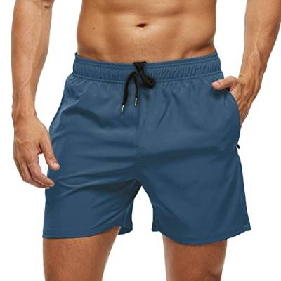 Huayuzh Herren Badehose Badeshorts für Herren Strandshorts Männer Kurz mit Kordelzug Reißverschluss Taschen Mesh-Futter CopenBlue 34 von Huayuzh