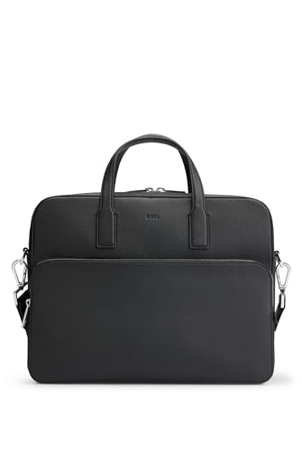 BOSS Herren Crosstown S doc case Aktentasche aus italienischem Leder mit Logo-Prägung Schwarz Stck von BOSS