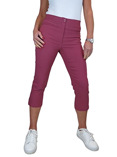 icecoolfashion Damen-Caprihose mit hoher Taille, 3/4-Länge, Pedalschieber Tief Rosa 34-48 (44) von icecoolfashion