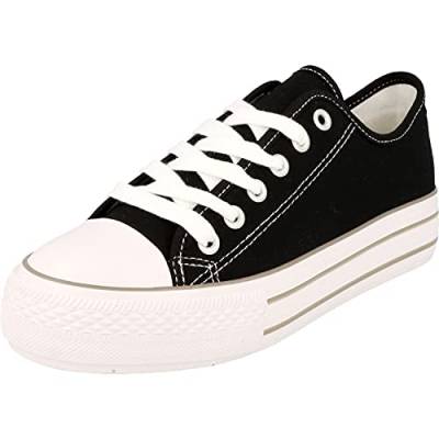 Canadian Damen Schuhe Plateau Klassische Sneaker Halbschuhe 832-658 (Black, Numeric_39) von IDANA