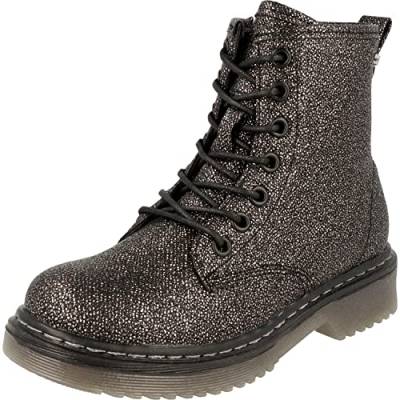 Indigo Kinder Mädchen Schuhe Tex Boots zum Schnüren 452-106 Pewter/Gun Glitzer (Numeric_32) von IDANA