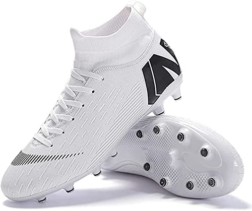 IFIKK Fußballschuhe Herren High Top Spike Cleats Athletics Fußballschuhe Kinder Jungen Professionelle Trainingsschuhe Outdoor Sport Fußball Stiefel Wettkampf Unisex-Kinder (Weiß 1, 45) von IFIKK