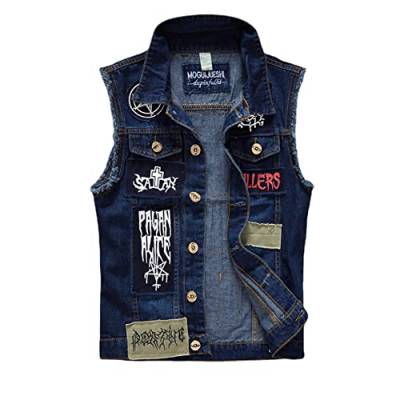 IFIKK Herren-Patch Denim Weste Herren Groß Motorrad Patch Personalisierte Weste Weste (BV01,3XL,3XL) von IFIKK