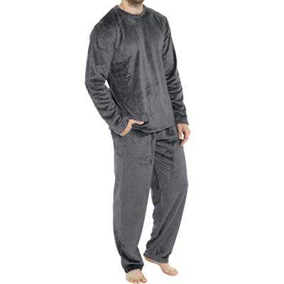 IQYU Hausanzug Herren Kuschelig Warm Winter - Schlafanzug Herren Lang Warm Winter Flanell-Pyjamas Zweiteiler Kuschelanzug Schlafhose & Schlafanzugoberteile Nachtwäsche Fleece-Pyjamaset Schlafanzüge von IQYU