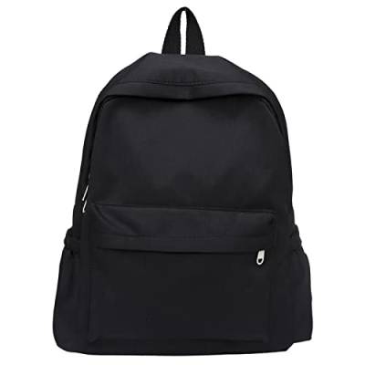 Kinder Rucksäcke 1 Jahr Männer und Frauen Erwachsene Mode Casual Multicolor Nylon Reißverschluss Student Rucksack Coole Rucksäcke Für Schule Schlicht (Black, One Size) von IQYU