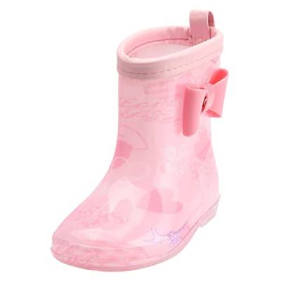 IQYU Kinder Schneeschuhe Regenstiefel für Kleinkinder, Regenstiefel, kurze Regenstiefel für Kleinkinder, einfach anzuziehen, leicht Winterstiefel Wasserdicht 35 (Pink, 26 Toddler) von IQYU