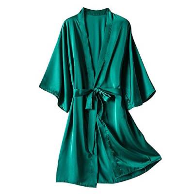 IQYU Morgenmantel Damen Satin Grün Braut-Bademantel Damen Leicht Dünn Kimono-Robe Braut & Brautjungfern Morgenmantel Sexy Nachthemd/Nachtwäsche Für Hochzeit Pool-Party Pajama-Party von IQYU