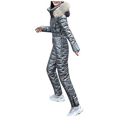 IQYU Schneeanzug Damen Einteilig Warm Skioverall Wasserdicht Skianzug Mit Kapuze Snowboardjacke Winter-Overall One Piece Ski Suit Ski-Anzug Schnee Skifahren Sätze Outdoor Winddichte Jumpsuit von IQYU