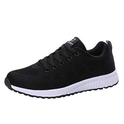 IQYU Schuhe Damen Sneaker Angebot Sportlicher Student Laufschuh Damenschuh fester Schuh rutschfester Sneaker für Frauen Spitzen-up Mesh Sneaker Extra Breite Schuhe Damen Elegant (Black, 39) von IQYU