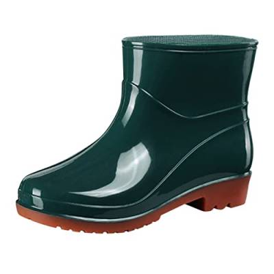 IQYU Schuhe Krankenschwester Damen Kurze Regenstiefel für Damen wasserdichter Regenstiefel zum Hineinschlüpfen Gartenstiefel Damen Gummi Außenarbeit mit Komfort Schuhe Damen Arbeitsschuhe (Green, 41) von IQYU