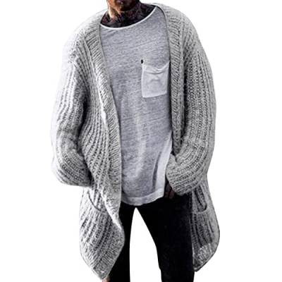 IQYU Strickjacke Herren Ohne Kapuze Baumwolle - Cardigan Herren Winter Langarm üBergangsjacke Mit Taschen Vintage Strickmantel-Grobstrick Strickcardigan Warm Grobstrickjacke FüR MäNner FrüHjahrsjacke von IQYU