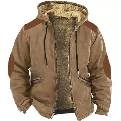 IQYU Winterjacke Herren 5Xl - Kapuzenjacke Herren Oversize Vintage Sweatjacke Winter Fleece-Gefüttert Übergangsjacke Große Größen Wintermantel Mit Kapuze Outdoorjacke Warm Fleecejacke-Funktionsjacke von IQYU