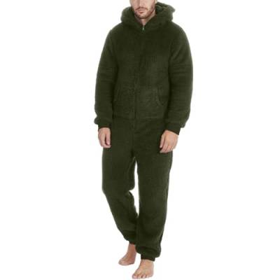 Jumpsuit Herren Kuschelig Fleece-Schlafoverall Flauschig Warm Ganzkörperanzug Winter Hausanzug Teddy-Fleece Schlafoveralls Lang Flauschiger-Einteiler Plüsch-Onesie Winter Pyjama, Geschenk Für Männer von IQYU