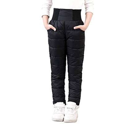 Junge Winter Kleine Mädchen Jungen Solide Schneehose Dicke Winter Warme Kinderhose Mädchen Activewear Kleidung Schneebekleidung Outfits Handschuhe Kinder 6 Jahre Wasserdicht (Black, 8-9 Years) von IQYU