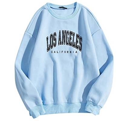 New York Pullover Damen: Pullover Damen Oversize Baumwolle Langarmshirt Teenager MäDchen Langarm Sweatshirt Ohne Kapuze Pullover Vintage Graphic Hoodies Hip Hop Streetwear Bauchfrei Pulli Y2k Top von IQYU