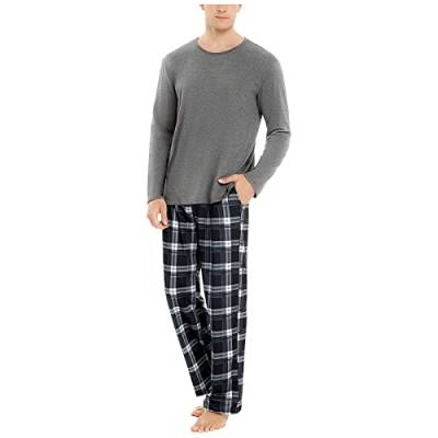 Schlafanzüge Für Herren Kariert - Herren-Pyjama Lang Baumwolle Winter Hausanzug Langarm Shirt Nachtwäsche Zweiteilig Schlafanzug Pyjamahose + Schlafanzugoberteile/Schlafanzughose, Geschenke Für Männer von IQYU