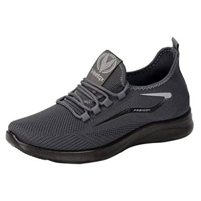 Schuhe Schwarz Herren 42 Mode Frühling und Sommer Herren Sportschuhe Flachboden Leichter Slip On Elastische Fliege Gewebtes Mesh Atmungsaktiv Bequemer und Lässiger Sportsocken Herren 39-42 Sneaker von IQYU