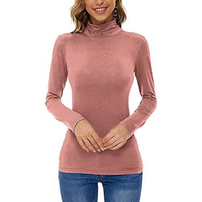 Unterziehshirt Damen Langarm DüNn Rollkragen - Baumwolle-Rollkragenpullover Basic,Langarmshirts Oberteil Eng Unterziehshirts-Rollkragenshirt Einfarbig T-Shirts Stretch Elegant Unterhemden Shirt von IQYU