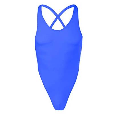 Herren Spitzenbody Rückenfrei Einteiler Stringbody Bodysuit Männerbody Overall Reizwäsche Männer Body Spitze Unterwäsche Shirt Tops Unterhemd Blau XXL von IWEMEK