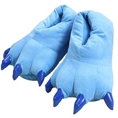 Erwachsene/Kinder Plüsch Animal Paw Claw Schuhe,Unisex lustige grüne Tier Plüsch Dinosaurier Klaue Hausschuhe,35-38,Blue von IXITON