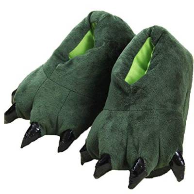Erwachsene/Kinder Plüsch Animal Paw Claw Schuhe,Unisex lustige grüne Tier Plüsch Dinosaurier Klaue Hausschuhe,39-43,Green von IXITON