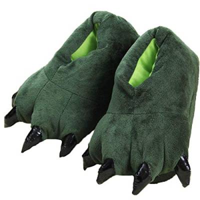 IXITON Erwachsene/Kinder Plüsch Animal Paw Claw Schuhe,Unisex lustige grüne Tier Plüsch Dinosaurier Klaue Hausschuhe (44/47 EU, green, numeric_44) von IXITON