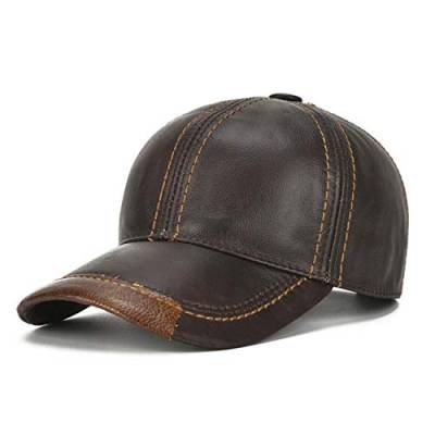 IXITON Echte Leder Herren Baseball Cap, im Freien verstellbare echte Leder Baseball Cap, treibende Rindsleder Sonnenhut für Frühling oder (Coffee) von IXITON