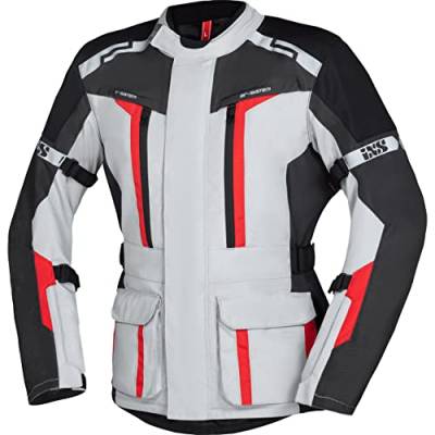 IXS Motorradjacke mit Protektoren Motorrad Jacke Evans-ST 2.0 Tour Textiljacke hellgrau/grau/rot XL, Herren, Tourer, Ganzjährig, Polyester von IXS