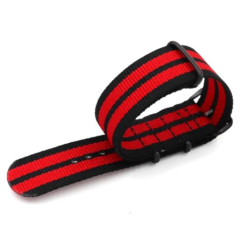 InOmak NATO Watch Gurte 18-24mm Leinwand Watch Band, 3Black 2Red, 20mm von InOmak