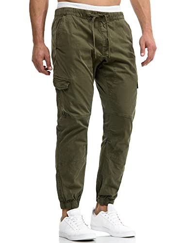 Indicode Herren Levi Cargo Cargo Hose Freizeithose Militär Army Chino Feldhose Outdoorhose Rangerhose Stoffhose Leinenhose, Army, XXL von Indicode