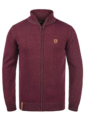 Indicode Andy Herren Strickjacke Cardigan Grobstrick Winter Pullover mit Stehkragen und Reißverschluss, Größe:S, Farbe:Wine (227) von Indicode