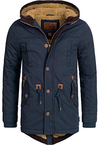 Indicode Herren Barge Winterjacke m. Kapuze & Teddyfutter | Winterparka Herrenjacke Parka Navy S von Indicode