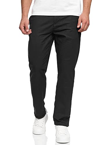 Indicode Herren Haverfield Stoffhose aus Leinen & Baumwolle | Herrenhose Freizeithose Männer Black S von Indicode