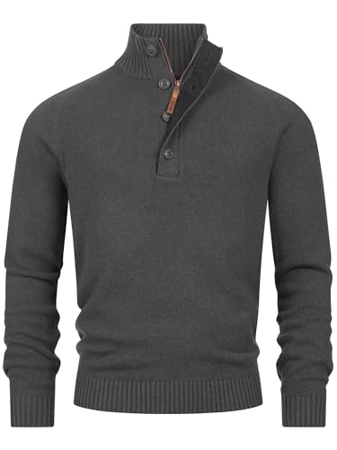 Indicode Herren INIsalu Pullover aus 80% Baumwolle mit Stehkragen | Strickpullover für Männer Raven L von Indicode