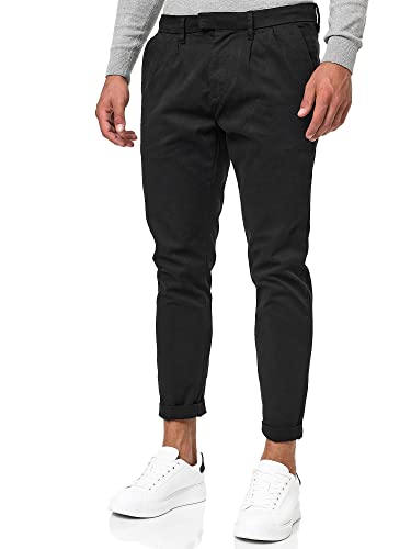 Indicode Herren Ignazo Stretch Chinohose aus Baumwolle | Herrenhose Chino Stoffhose Black 32/32 von Indicode