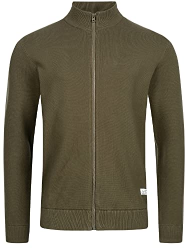 Indicode Herren Marco Strickjacke mit Stehkragen | Regular Fit Feinstrick Jacke mit Reißverschluss Cardigan Army XL von Indicode