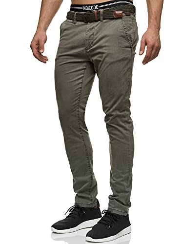 Indicode Herren Waller Chinohose Stretchhose | Chino Herrenhose Stretch Stoffhose Army 31/34 von Indicode