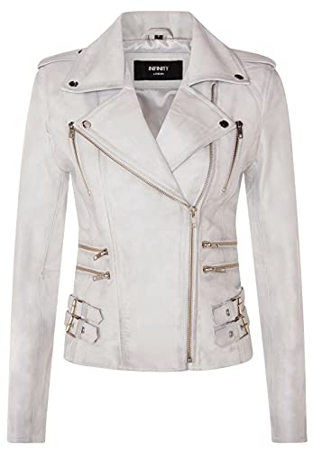Infinity Leather Damen Retro Weiß 100% Nappaleder Bikerjacke 3XL von Infinity Leather