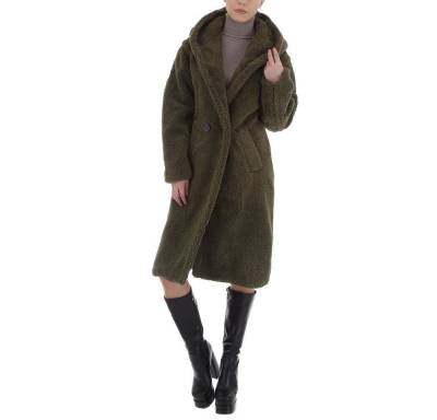 Ital-Design Wintermantel Damen Freizeit Kapuze Wintermantel in Olive von Ital-Design